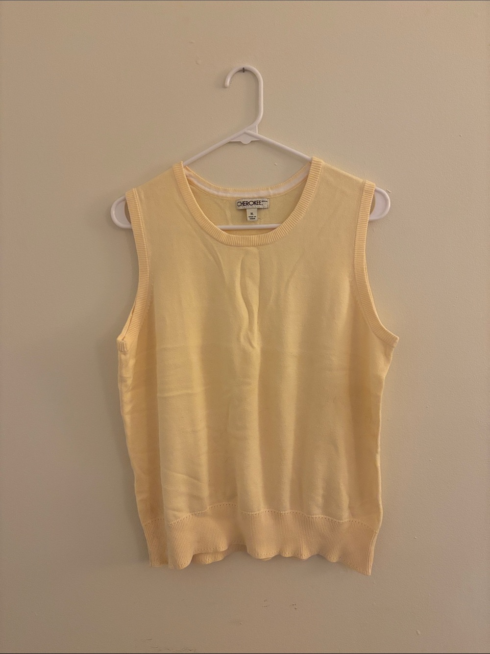 Cherokee Sleeveless Knit Tank in Light Yellow